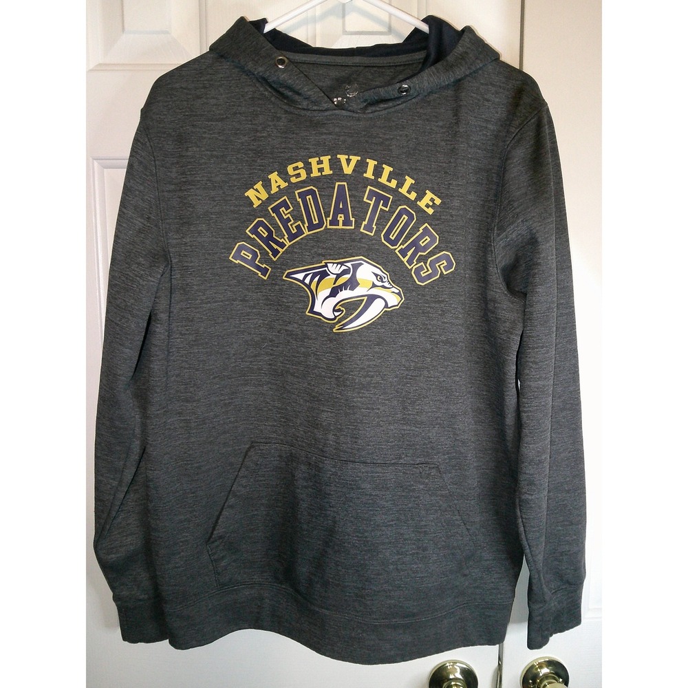 Vintage NHL Nashville‎ Predators Hoodie Pullover Graphic Logo Gray Men's